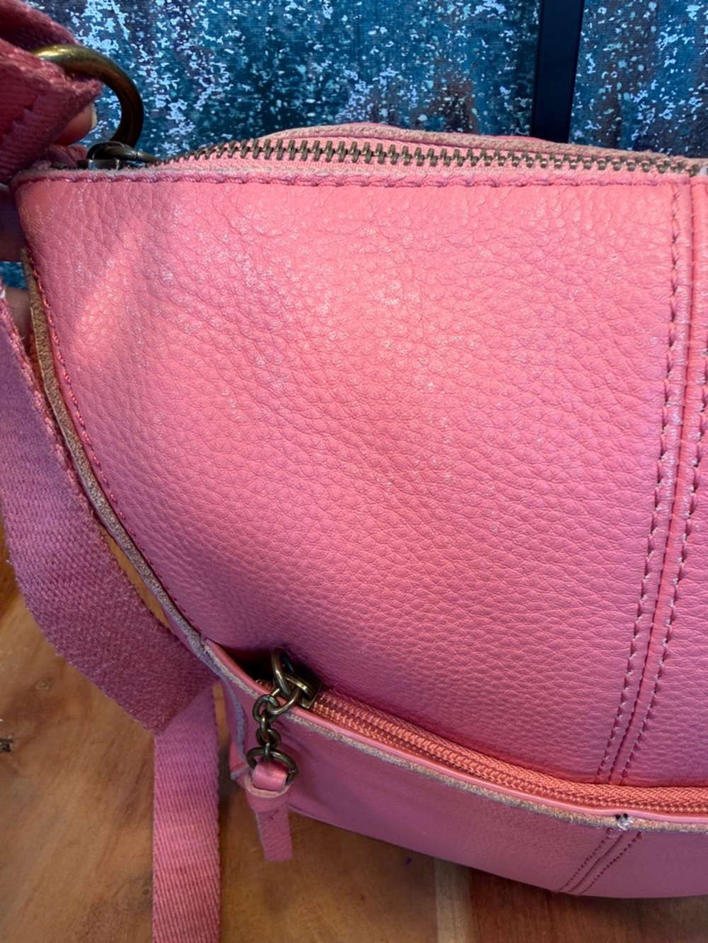 The Sak Boho Pebbled Leather Crossbody Bag Pink Casual Chic - Picture 16 of 17